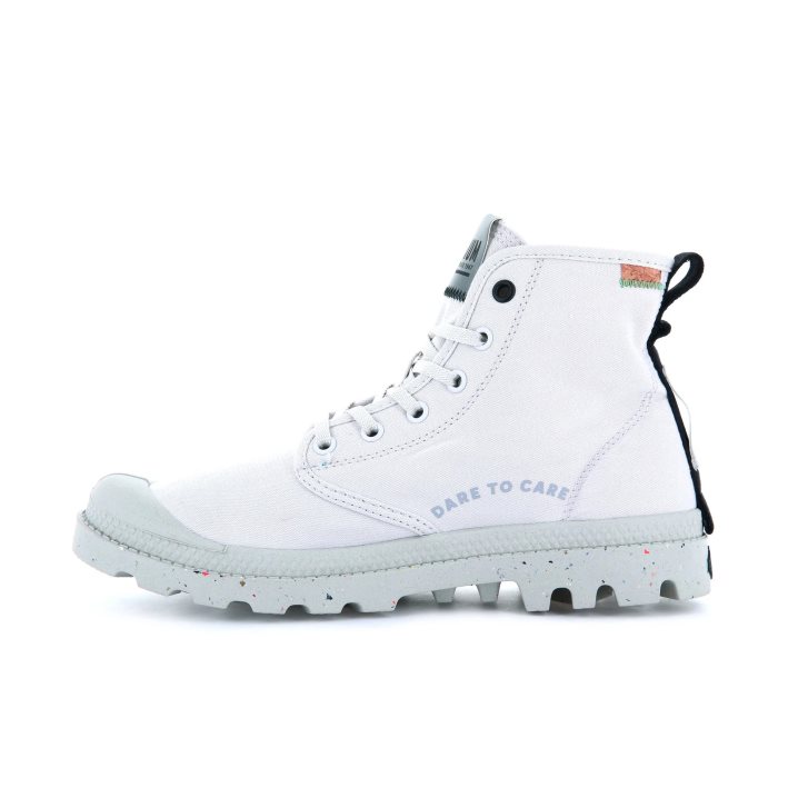 Palladium Pampa Organic Metro Men's Boots White | UK Q742-WLT